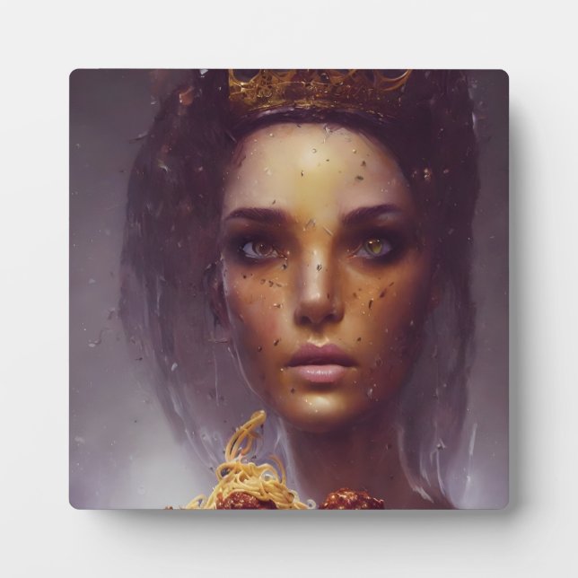 Placa Expositora Diosa de Spaghetti y albóndigas (Frente)