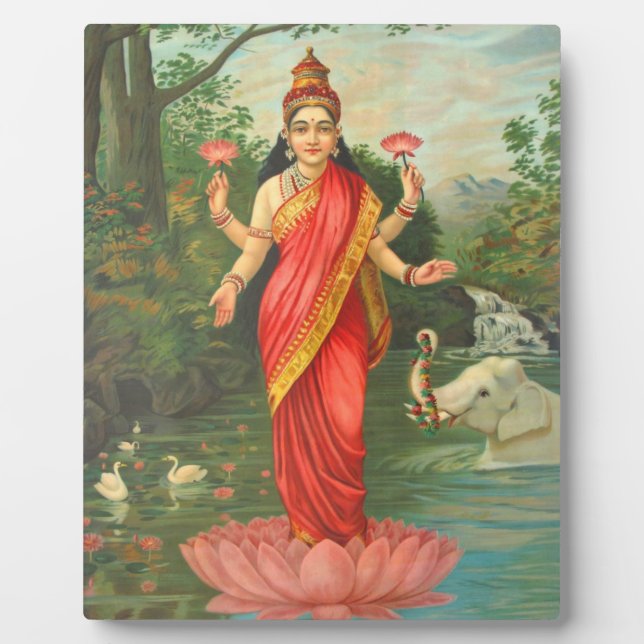 Placa Expositora Diosa Lakshmi - Raja Ravi Varma (Frente)