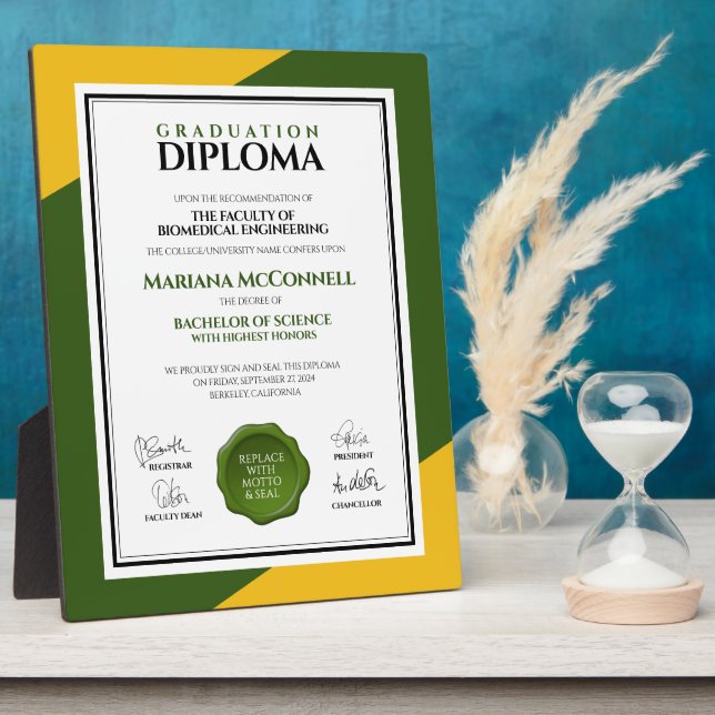 Placa Expositora Diploma Universitario de la Escuela de Oro Verde (Lado)