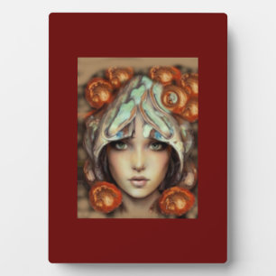 Placa Expositora diseño artístico de señora hongo de fantasía