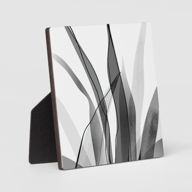Placa Expositora Diseño botánico en blanco y negro (Anverso)