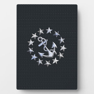 Placa Expositora Diseño cromado de bandera náutica en la impresión 