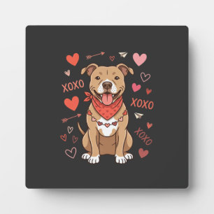 Placa Expositora Diseño de amor perro Pitbull XOXO de San Valentín