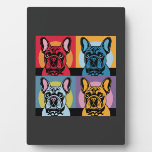 Placa Expositora Diseño de arte pop de Bulldog Francés colorido par