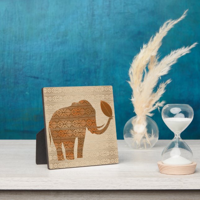 Placa Expositora Diseño de arte tribal para elefantes (in situ)