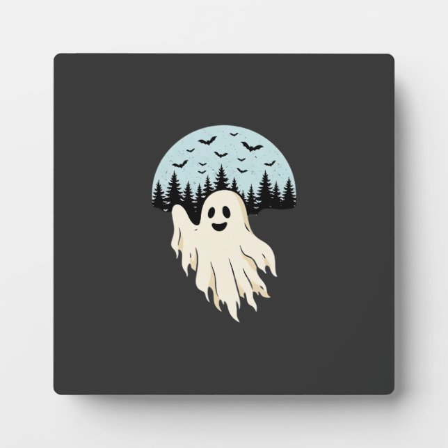 Placa Expositora Diseño de bosque de luna de fantasma de Halloween_ (Frente)