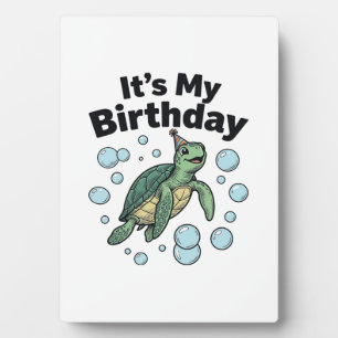 Placa Expositora Diseño de camisa de cumpleaños de tortuga marina_1