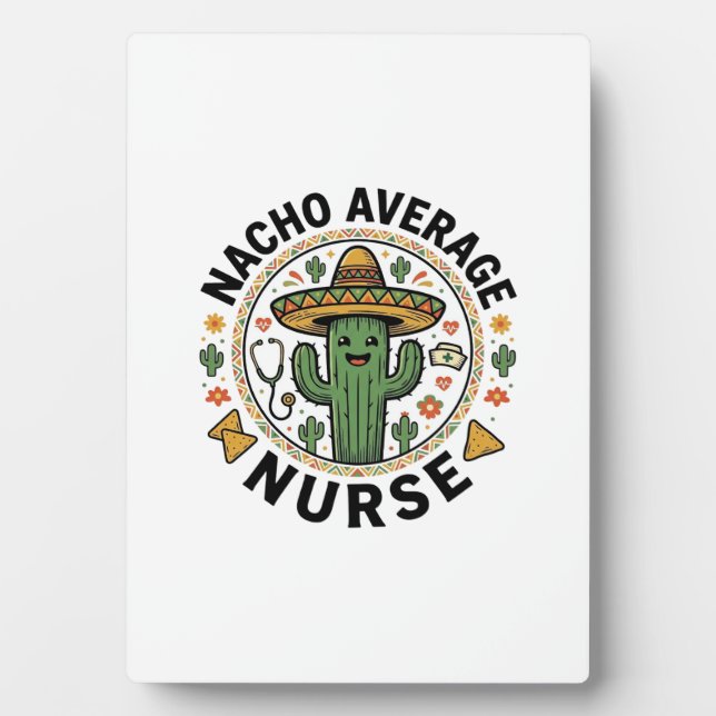 Placa Expositora Diseño de camisa de fiesta de cactus de enfermera  (Frente)