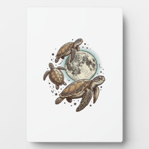 Placa Expositora Diseño de camiseta con grabado de tortuga marina d