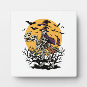 Placa Expositora Diseño de camiseta de Halloween de dinosaurio esqu