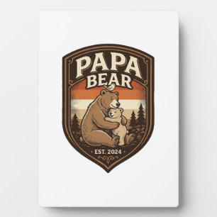 Placa Expositora Diseño de camiseta de oso de grabado vintage Papa