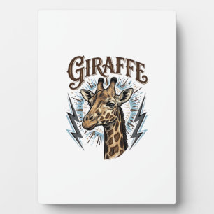 Placa Expositora Diseño de camiseta de rayo de jirafa grabada vinta
