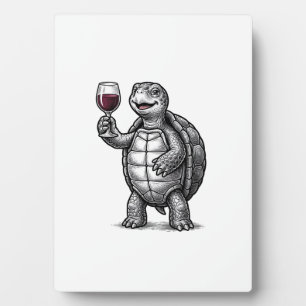 Placa Expositora Diseño de camiseta de tortuga vintage sosteniendo