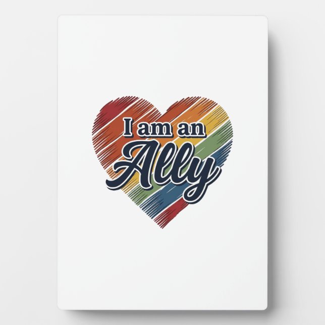 Placa Expositora Diseño de camiseta vectorial corazón aliado arcoír (Frente)