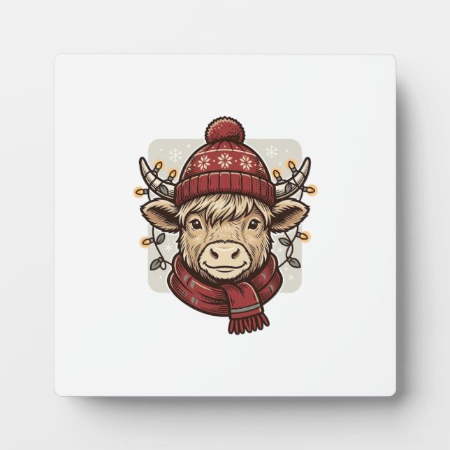 Placa Expositora Diseño de camiseta vectorial de vaca de las Highla (Frente)