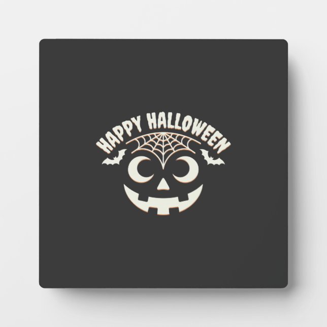 Placa Expositora Diseño de cara de Jack-O-Lantern de Halloween feli (Frente)