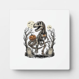 Placa Expositora Diseño de cementerio de Halloween de dinosaurio es
