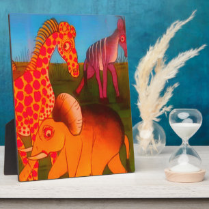 Placa Expositora Diseño de colores vivos coloridos africanos de ani