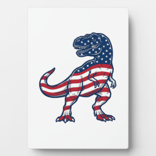 Placa Expositora Diseño de dinosaurio bandera americana T-Rex patri