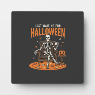Placa Expositora Diseño de esqueleto solo esperando Halloween_1