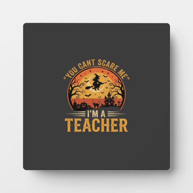 Placa Expositora Diseño de Gato Bruja para Profesores de Halloween (Frente)