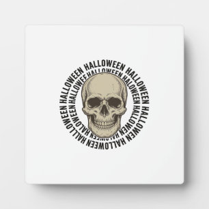 Placa Expositora Diseño de grabado vintage de círculo de calavera d