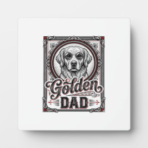 Placa Expositora Diseño de grabado vintage de papá Golden Retriever