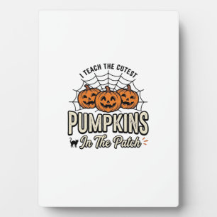 Placa Expositora Diseño de Halloween de Profesor Calabaza Adorable_