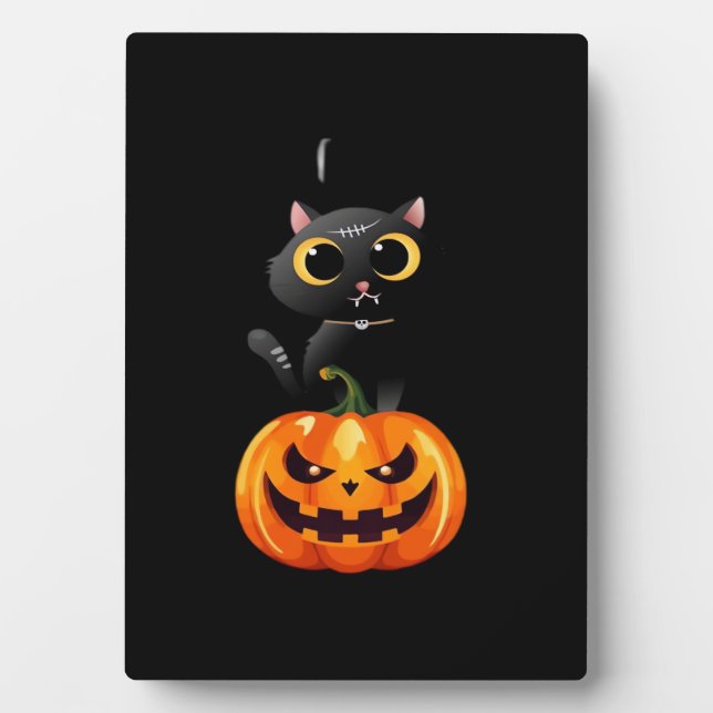 Placa Expositora Diseño de Halloween para Gatos Negros - Arte espel (Frente)