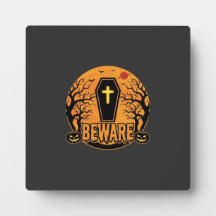 Placa Expositora Diseño de Horror de Calabaza Cuidado Ataúd de Hall