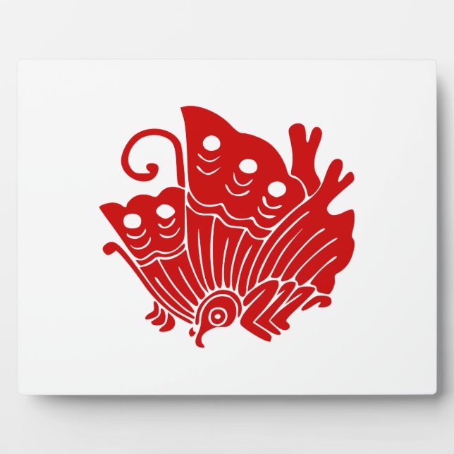 Placa Expositora Diseño de Kamon japonés con mariposa asiática (Frente)