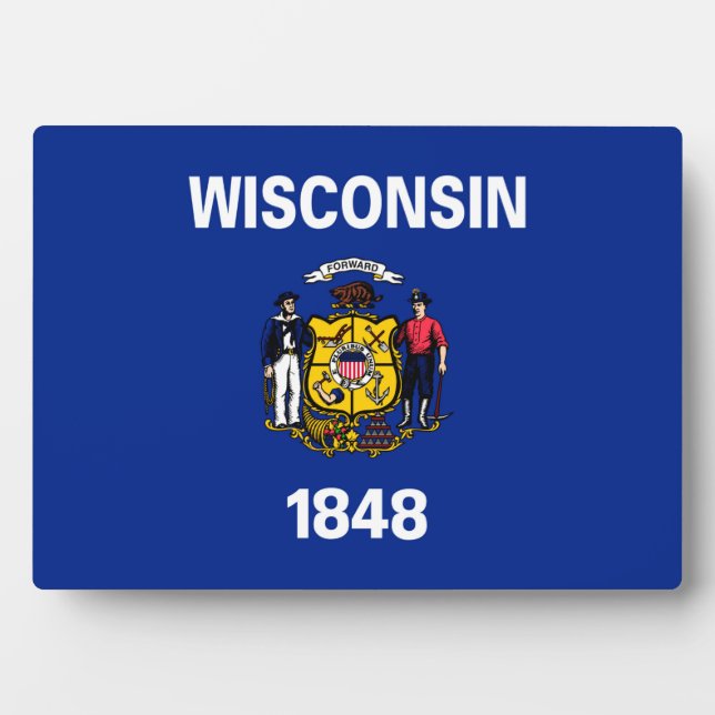 Placa Expositora Diseño de la bandera del estado de Wisconsin (Frente)