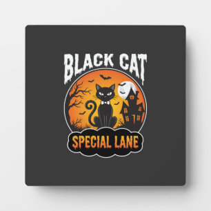 Placa Expositora Diseño de Luna Casa Embrujada Gato Negro Halloween