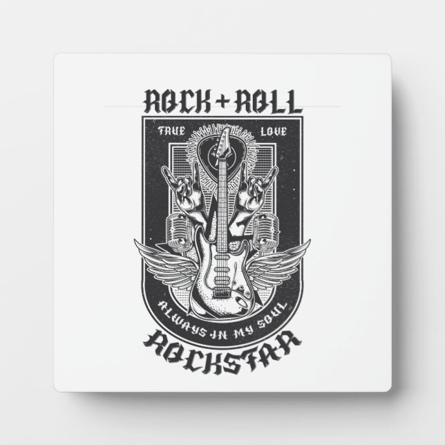 Placa Expositora Diseño de rock de guitarra (Frente)