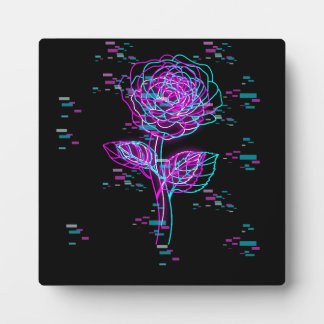 Placa Expositora Diseño de Rosa con Fallo de Neón
