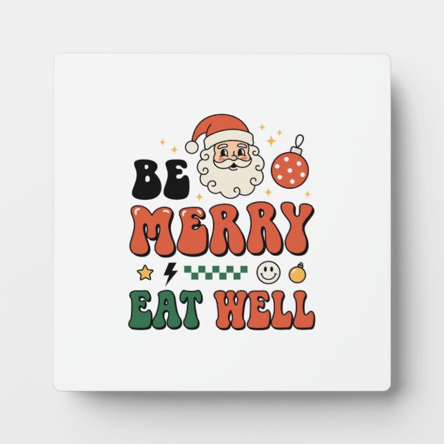 Placa Expositora Diseño de Santa de Navidad Alegre Come Bien (Frente)