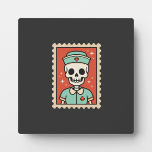 Placa Expositora Diseño de sello de enfermera esqueleto de Hallowee