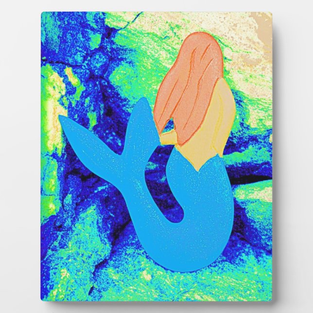Placa Expositora diseño de sirena de cola azul (Frente)