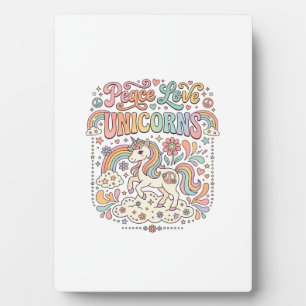 Placa Expositora Diseño de vector adorable de unicornios de paz y a