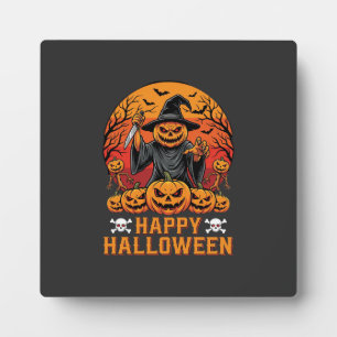 Placa Expositora Diseño de vector de bruja de calabaza espeluznante