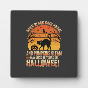Placa Expositora Diseño de vector de calabaza de gato negro de Hall