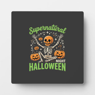 Placa Expositora Diseño de vector de Halloween de esqueleto sobrena