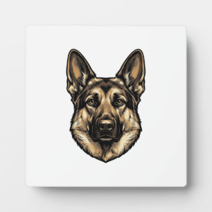 Placa Expositora Diseño de vector de perro pastor de grabado vintag