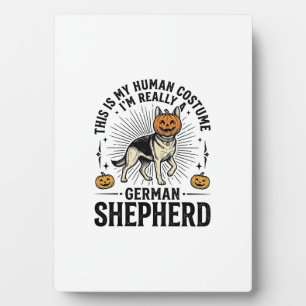Placa Expositora Diseño divertido de perro con disfraz de Halloween