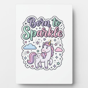 Placa Expositora Diseño gráfico de merch Unicornio nacido para bril