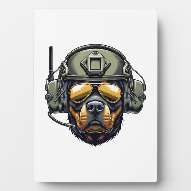 Placa Expositora diseño militar Rottweiler (Frente)
