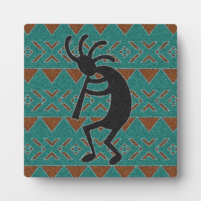 Placa Expositora Diseño turquesa del suroeste de Kokopelli (Frente)