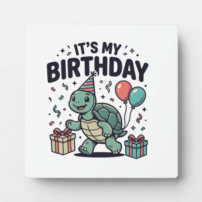 Placa Expositora Diseño vectorial de fiesta de cumpleaños de tortug (Frente)