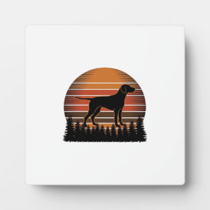 Placa Expositora Diseño vectorial de perro de caza vintage atardece
