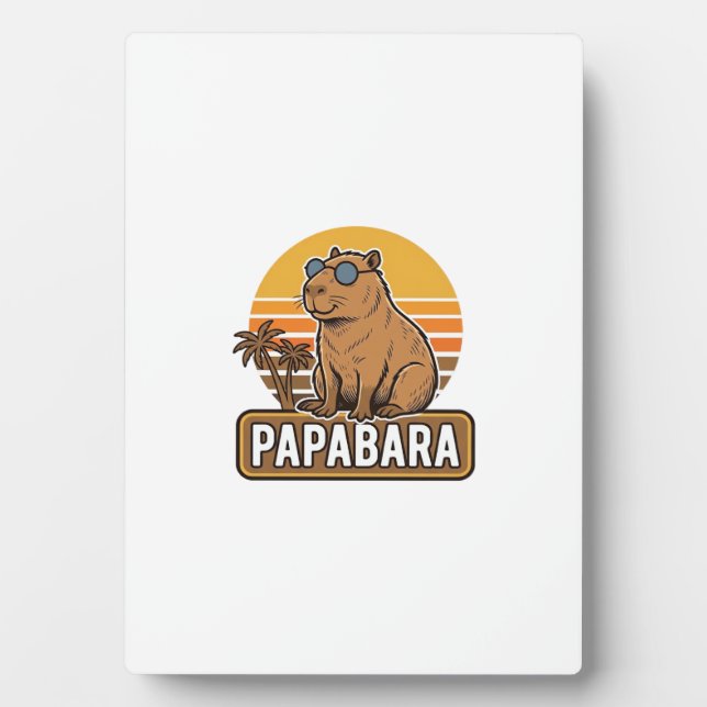 Placa Expositora Diseño vectorial PAPABARA Capybara padre retro_1 (Frente)
